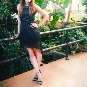 Black/Silver Cocktail High Low Dress
